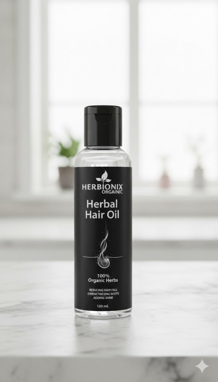 Herbionix Organic Hair Oil β 24+ Herbal Extracts & 14+ Natural Oils for Strong, Healthy Hair.