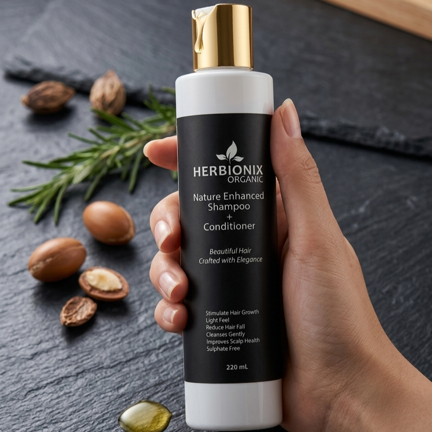 Herbionix Organic Nature Enhanced Shampoo with 24+ Natural Herbs | Sulfate Free | Hair Fall Control & Anti Dandruff