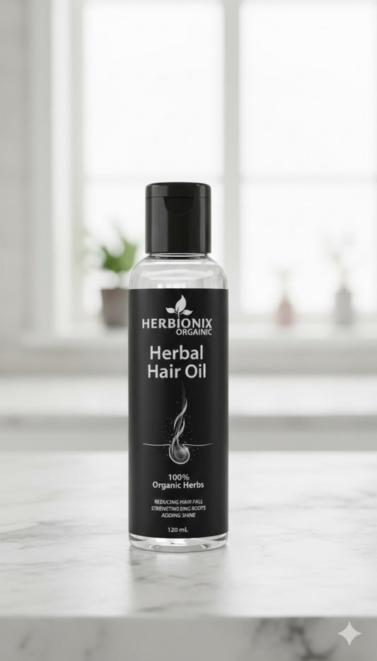 Herbionix Organic Hair Oil – 24+ Herbal Extracts & 14+ Natural Oils for Strong, Healthy Hair.