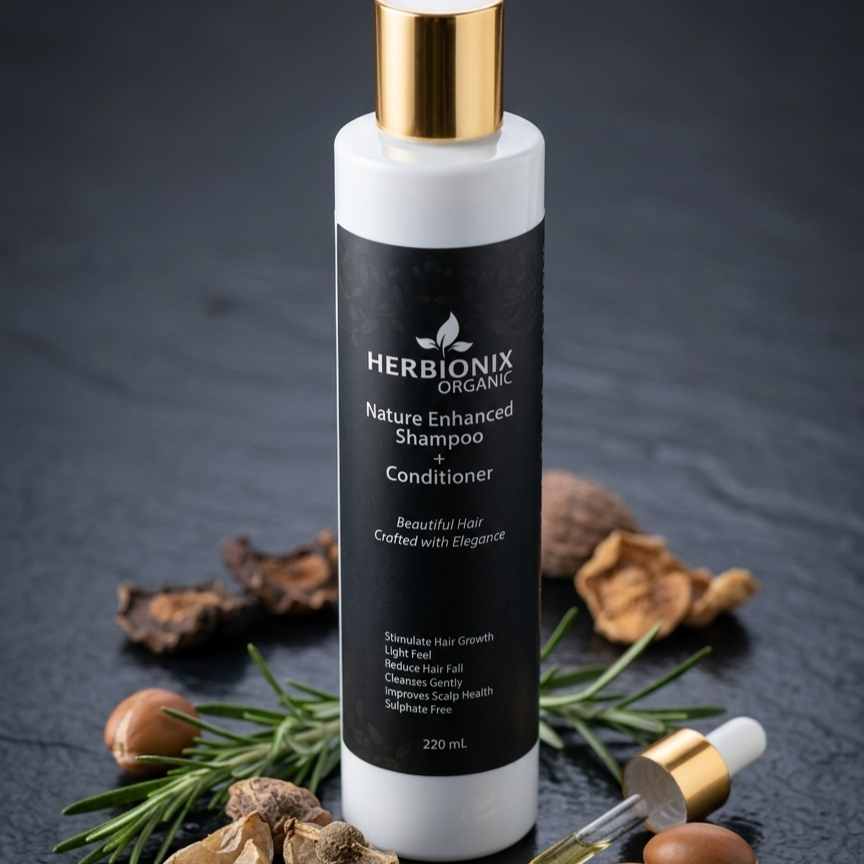 Herbionix Organic Nature Enhanced Shampoo with 24+ Natural Herbs | Sulfate Free | Hair Fall Control & Anti Dandruff